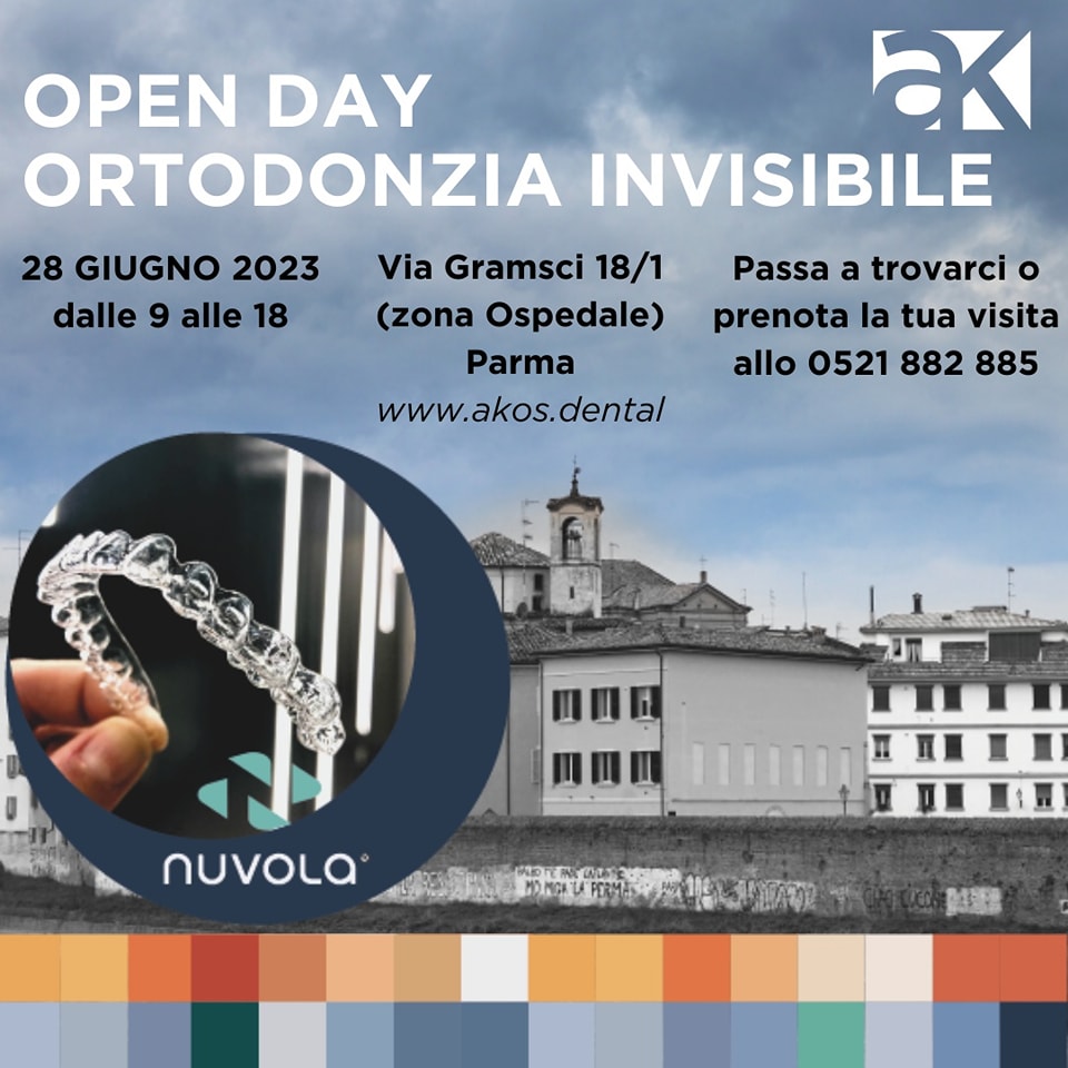 OPEN DAY di Ortodonzia invisibile il 28 giugno da AKOS con Nuvola® Allineatori Dentali Trasparenti | Centro Dentale Parma Via Gramsci 18/1